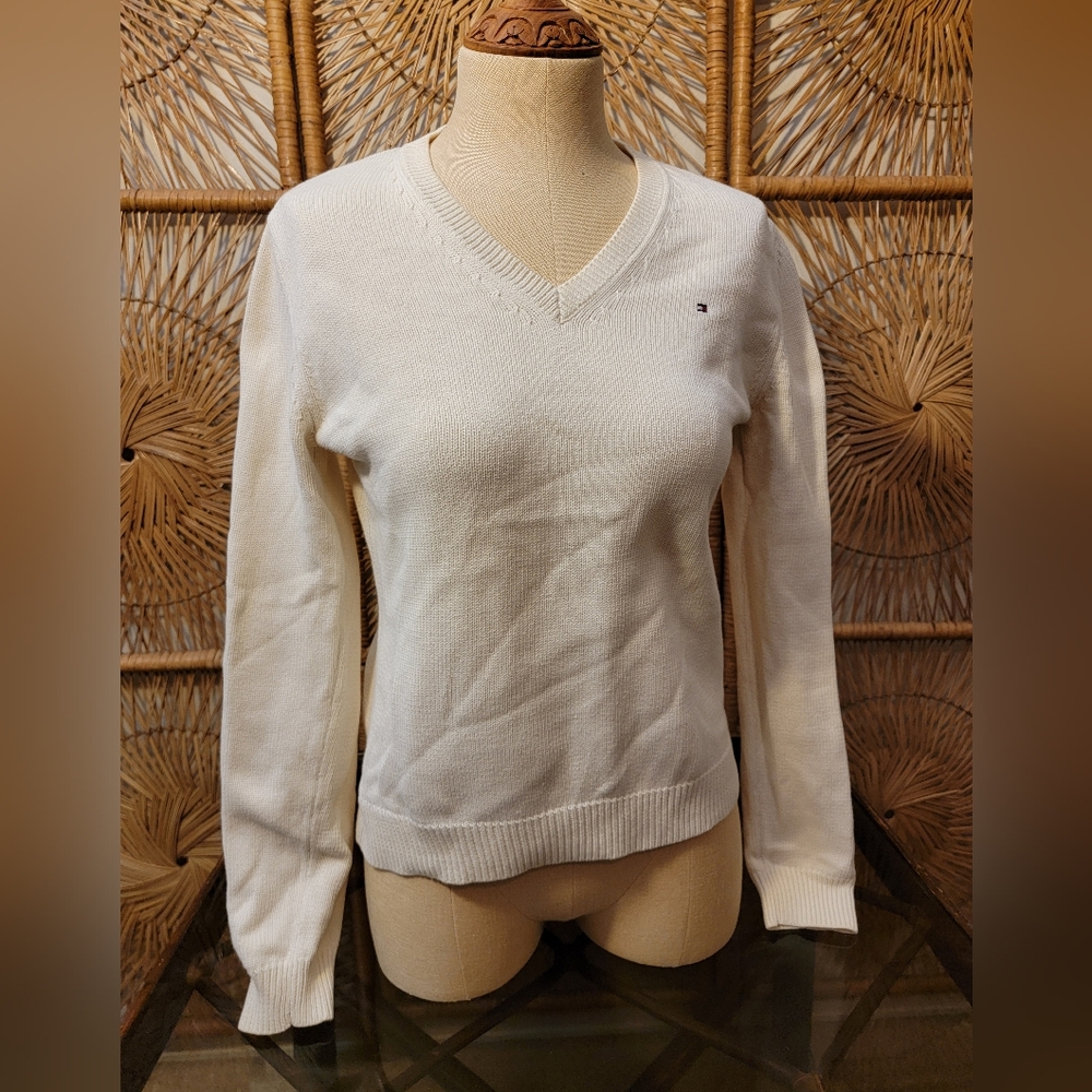 Tommy Hilfiger White Cotton Sweater
